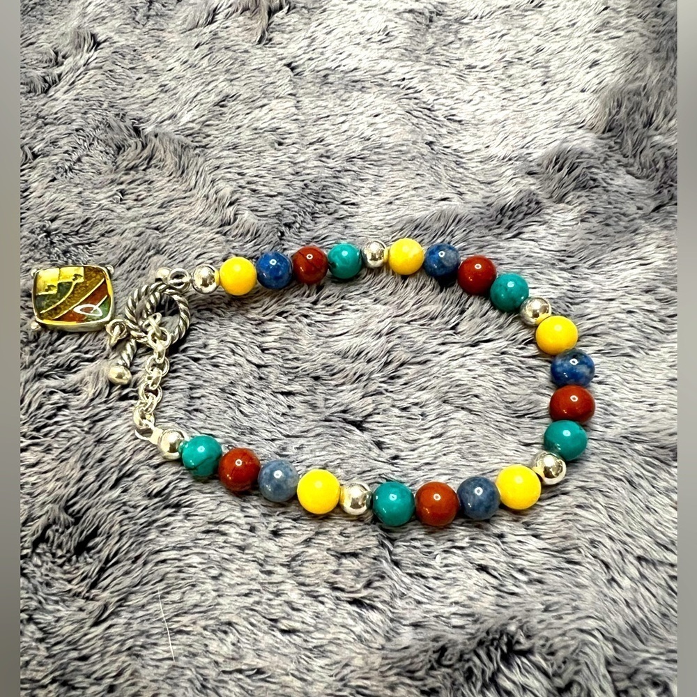 Carolyn Pollack Relios Sterling Silver Multi Gemstone Beaded Bracelet